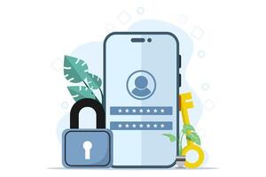 concepto de personal datos seguridad, en línea ciber datos seguridad, datos administración y datos proteccion desde hacker ataques y candado icono, Internet tecnología red. plano ilustración. vector