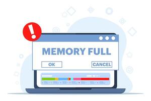 Full Folder Concept. Clean the memory or storage of your phone or computer. Full memory space notification. Modern flat cartoon style. illustration on white background. vector