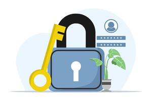 concept of personal data security, online cyber data security, data management and data protection from hacker attacks and padlock icon, internet technology network. flat illustration. vector