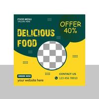 Super Delicious Food Menu Social Media Post Template. vector