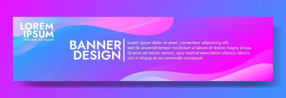 Elegant Gradient Wave Art. Infuse elegance into your projects with this abstract banner template. The violet to blue gradient waves are ideal for creating eye catching headers, banners vector