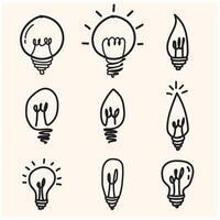 light bulb icon with illustration style doodle and line art vector