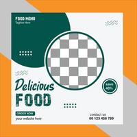 Super Delicious Food Menu Social Media Post Template. vector