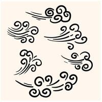 hand drawn wind with illustration style doodle and line art vector