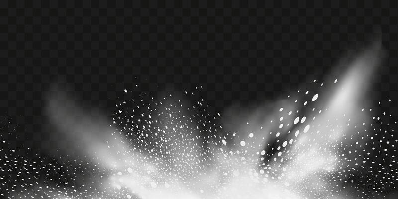 A realistic set of white clouds of flour, sugar, washing powder. An explosion of snow dust in the air. A splash of ice crystals in a white blizzard cloud.