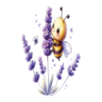 aigenerated bee on lavender flowers png