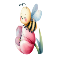 aigenerated bee on tulips flower png