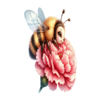 aigenerated bee on carnation flower png