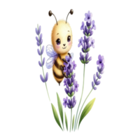 aigenerated bee on lavender flowers png