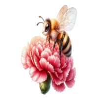 aigenerated bee on carnation flower png