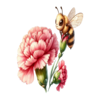 aigenerated bee on carnation flower png