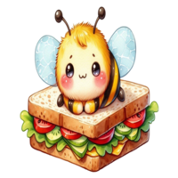 aigenerated bee on sandwich png