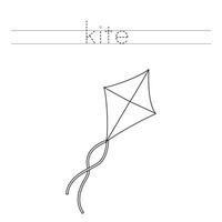 Trace the letters and color kite. Handwriting practice for kids. vector