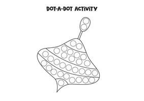 Dot a dot game for preschool kids. Cartoon spinning top. vector