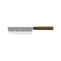 nakiri japanese chef knife flat design illustration isolated on white background. Sharp chef's tool with steel blade, wooden handle. A simple culinary sketch, chopper for cutting meat, fish vector