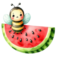 aigenerated bee on watermelon png