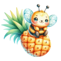 aigenererad bi på ananas png