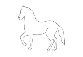 caballo continuo uno línea dibujo gratis ilustración vector