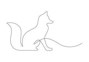 Fox in one continuous line drawing pro illustration vector