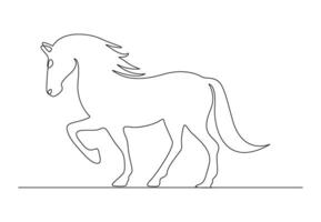 caballo continuo uno línea dibujo gratis ilustración vector