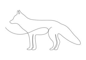 Fox in one continuous line drawing free illustration vector