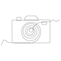 Continuous one line drawing HD photo camera outline line art illustration. vector