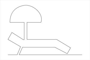 Continuous one line drawing of beach umbrella palm tree for summer holiday line art illustration vector