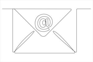 Continuous one line email outline hand drawn symbol art illustration vector