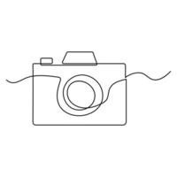 Continuous one line drawing HD photo camera outline line art illustration. vector