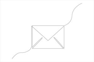 Continuous one line email outline hand drawn symbol art illustration vector