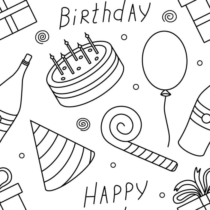 Page 2 Happy Birthday Coloring Page Vector Art Icons and Graphics Page 2 Happy Birthday Coloring Page Vector Art Icons and Graphics