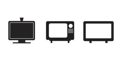 televisión icono colocar. negro televisión icono conjunto en blanco antecedentes. ilustración vector