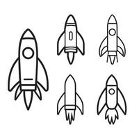 Rocket icon set. Black Rocket icon set on white background. illustration vector