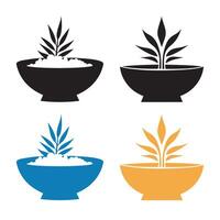 Set of Rice Bowl icons. illustration in flat style vector