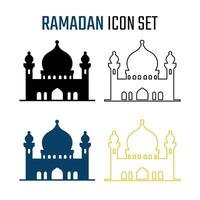 conjunto de mezquita iconos ilustración en plano estilo vector