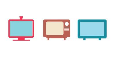 conjunto de televisión iconos ilustración en plano estilo vector