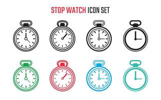 Set of Stopwatch icons. illustration in flat style vector