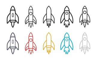 Set of Rocket icons. illustration in flat style vector