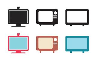 conjunto de televisión iconos ilustración en plano estilo vector