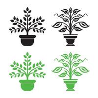 conjunto de planta iconos ilustración en plano estilo vector