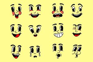 Cartoon Retro Mascot Set Monochrome Illustrations Vintage Style 30s, 40s, 50s cartoon style vector