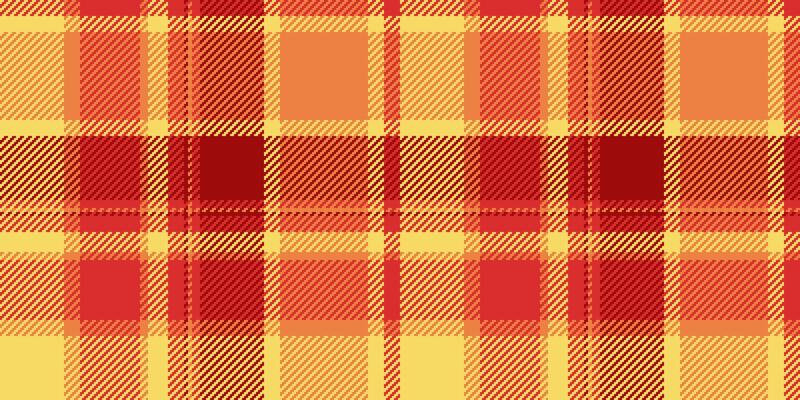 Simple fabric seamless textile, rough plaid pattern . Symmetry texture tartan background check in red and yellow colors.