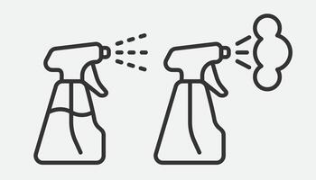 limpiar icono de fluido rociar en limpieza botella aerosol. firmar herramienta para agua gas boquilla, desinfección, higiene salpicar. vector