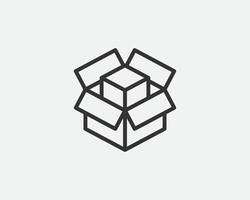 Delivery packaging icon. Cargo cardboard box icons. Carton package sign from line geometric shapes. vector