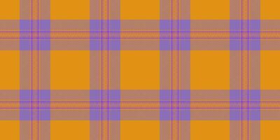 Harvest pattern fabric seamless, panel check plaid texture. Latin tartan background textile in violet and amber colors. vector