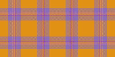 Harvest pattern fabric seamless, panel check plaid texture. Latin tartan background textile in violet and amber colors. vector