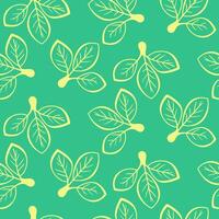 Hand drawn floral pattern design. Simple ornament with plant and leaf. vector