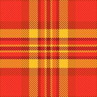 Asymmetric texture seamless tartan, funky check pattern textile. Merry plaid fabric background in red and bright colors. vector