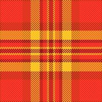 Asymmetric texture seamless tartan, funky check pattern textile. Merry plaid fabric background in red and bright colors. vector