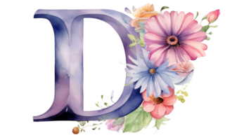 Vibrant Letter D Decal Design on isolated Transparent background. Format png